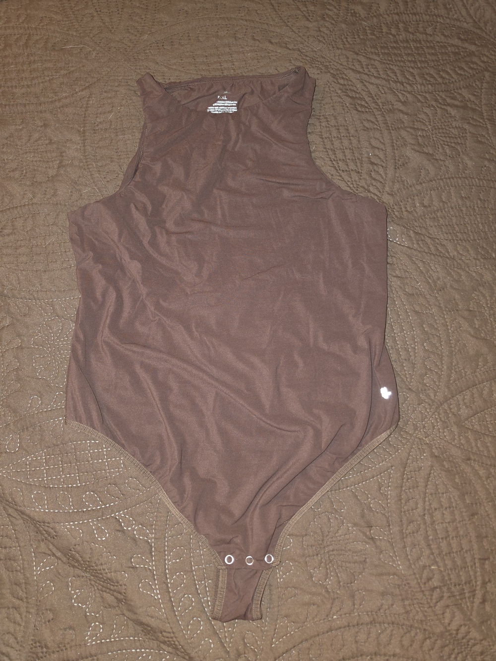 Sleeveless High-Neck Bodysuit - Brown